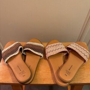 Time and Tru Women's Tan and Cream Woven Sandals
